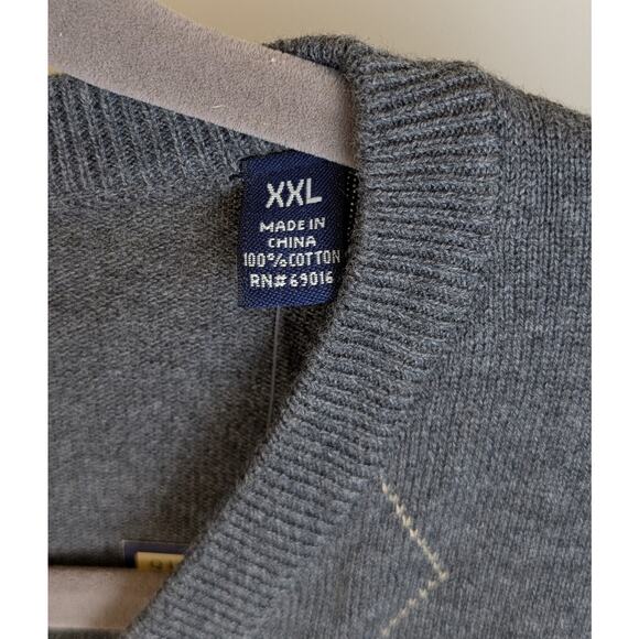 NEW Consensus Genuine Classic Men's Gray Red Blue Argyle Cotton Sweater Size 2XL - Picture 6 of 8